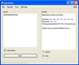 Smartcard scripting tool (Perl + GTK, PC/SC)