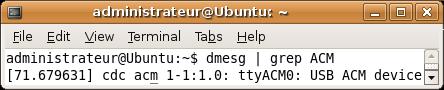 result of dmesg | grep ACM